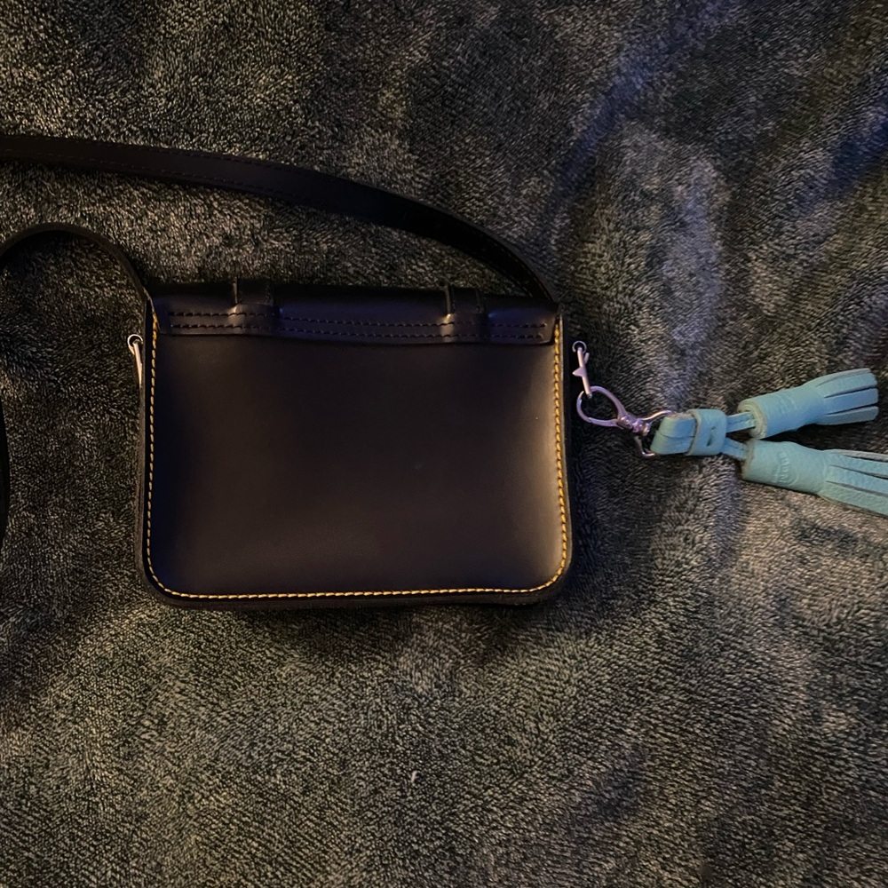 Dr. Martens Black Crossbody Bag with Teal Tassel leather keychain - Picture 5 of 5